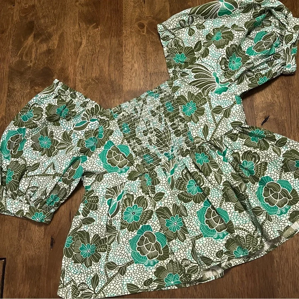 Anthropologie Nikasha Babydoll Poplin Blouse Size Small Boho Coquette Babydoll